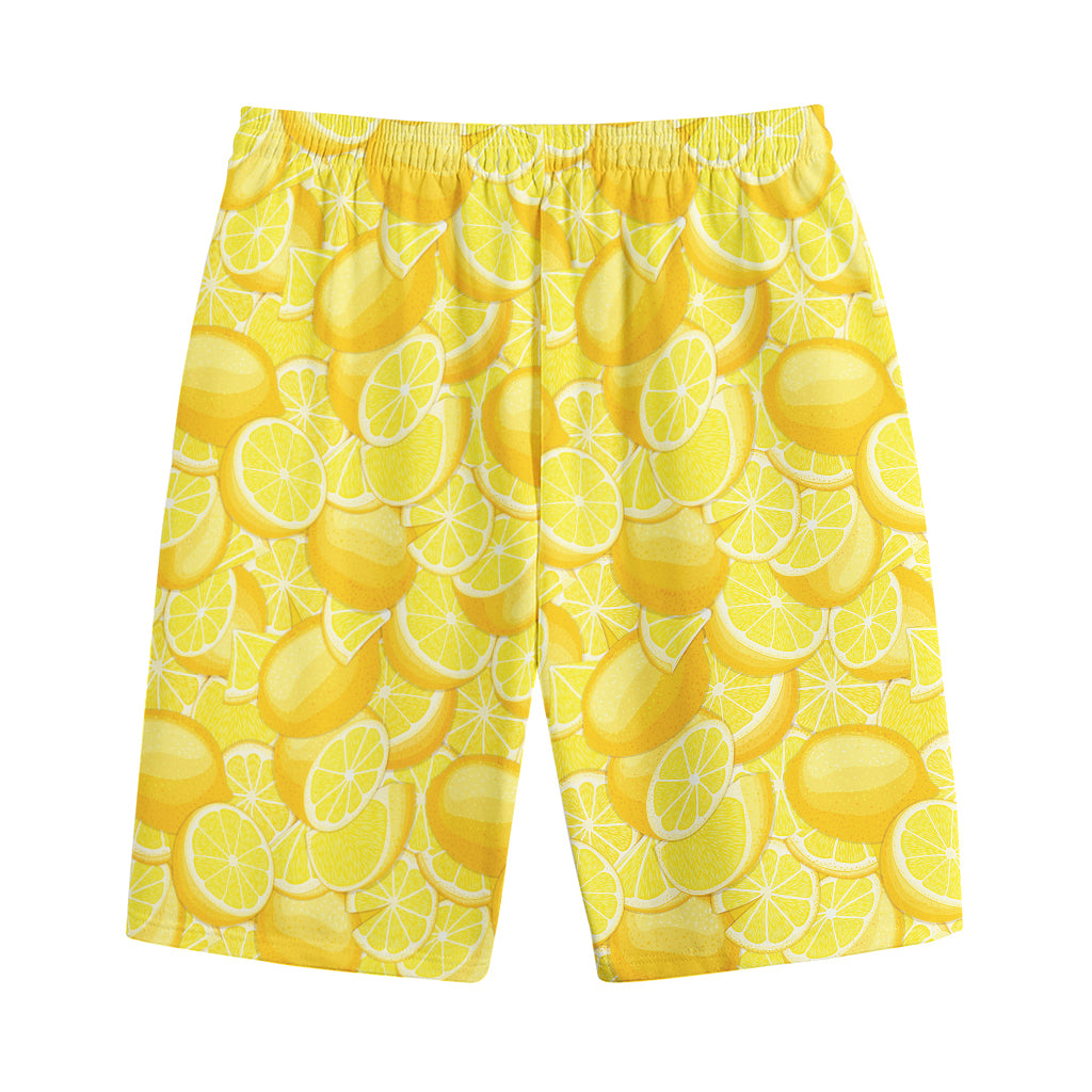 Yellow Lemon Pattern Print Cotton Shorts Yellow Lemon Pattern Print Cotton Shorts