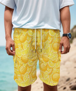 Yellow Lemon Pattern Print Men's Cargo Shorts