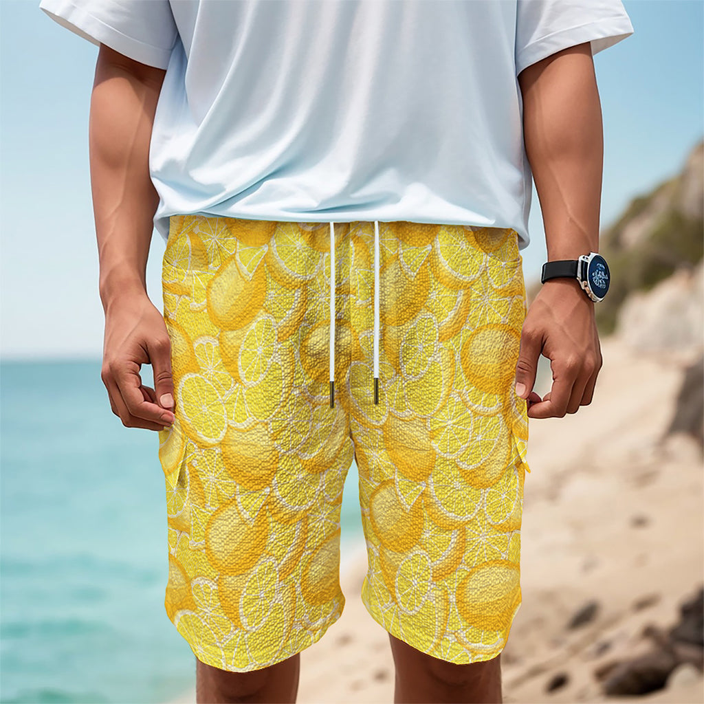 Yellow Lemon Pattern Print Men's Cargo Shorts Yellow Lemon Pattern Print Men's Cargo Shorts