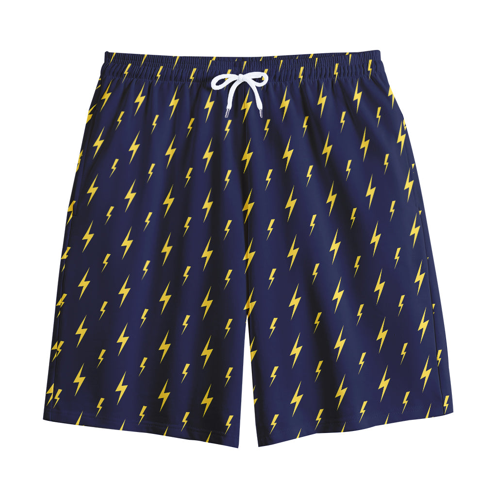 Yellow Lightning Bolts Pattern Print Cotton Shorts Yellow Lightning Bolts Pattern Print Cotton Shorts