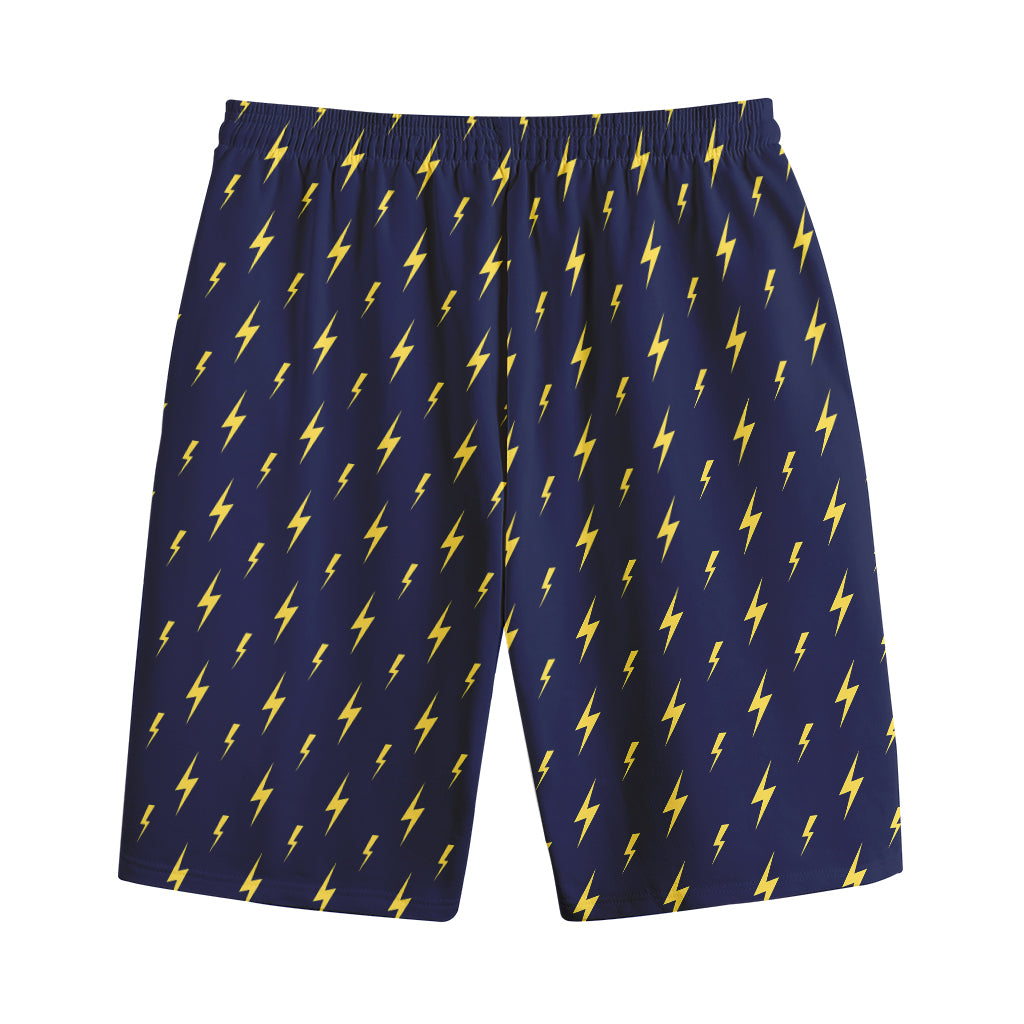 Yellow Lightning Bolts Pattern Print Cotton Shorts Yellow Lightning Bolts Pattern Print Cotton Shorts