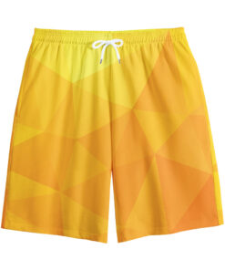 Yellow Polygonal Geometric Print Cotton Shorts
