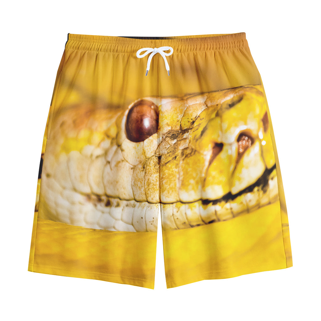 Yellow Python Snake Print Cotton Shorts Yellow Python Snake Print Cotton Shorts