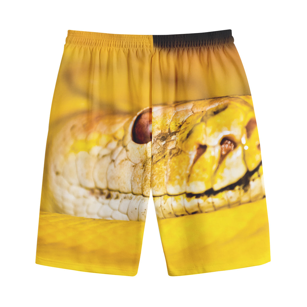 Yellow Python Snake Print Cotton Shorts Yellow Python Snake Print Cotton Shorts