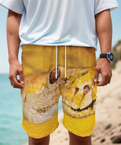 Yellow Python Snake Print Men's Cargo Shorts