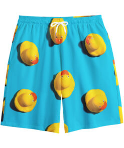 Yellow Rubber Ducks Print Cotton Shorts