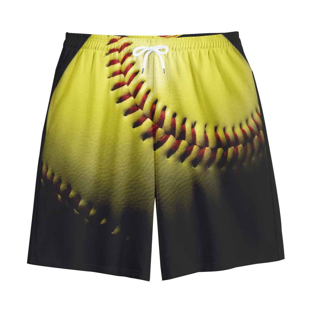 Yellow Softball Ball Print Cotton Shorts Yellow Softball Ball Print Cotton Shorts