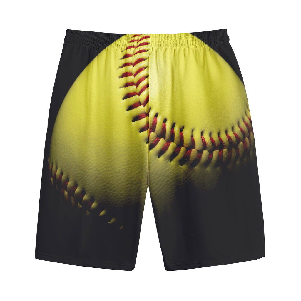 Yellow Softball Ball Print Cotton Shorts Yellow Softball Ball Print Cotton Shorts