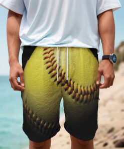 Yellow Softball Ball Print Men's Cargo Shorts