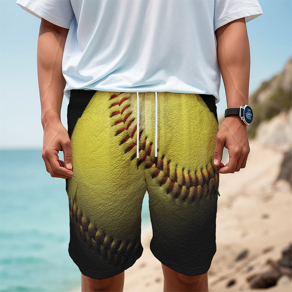 Yellow Softball Ball Print Men's Cargo Shorts Yellow Softball Ball Print Men's Cargo Shorts