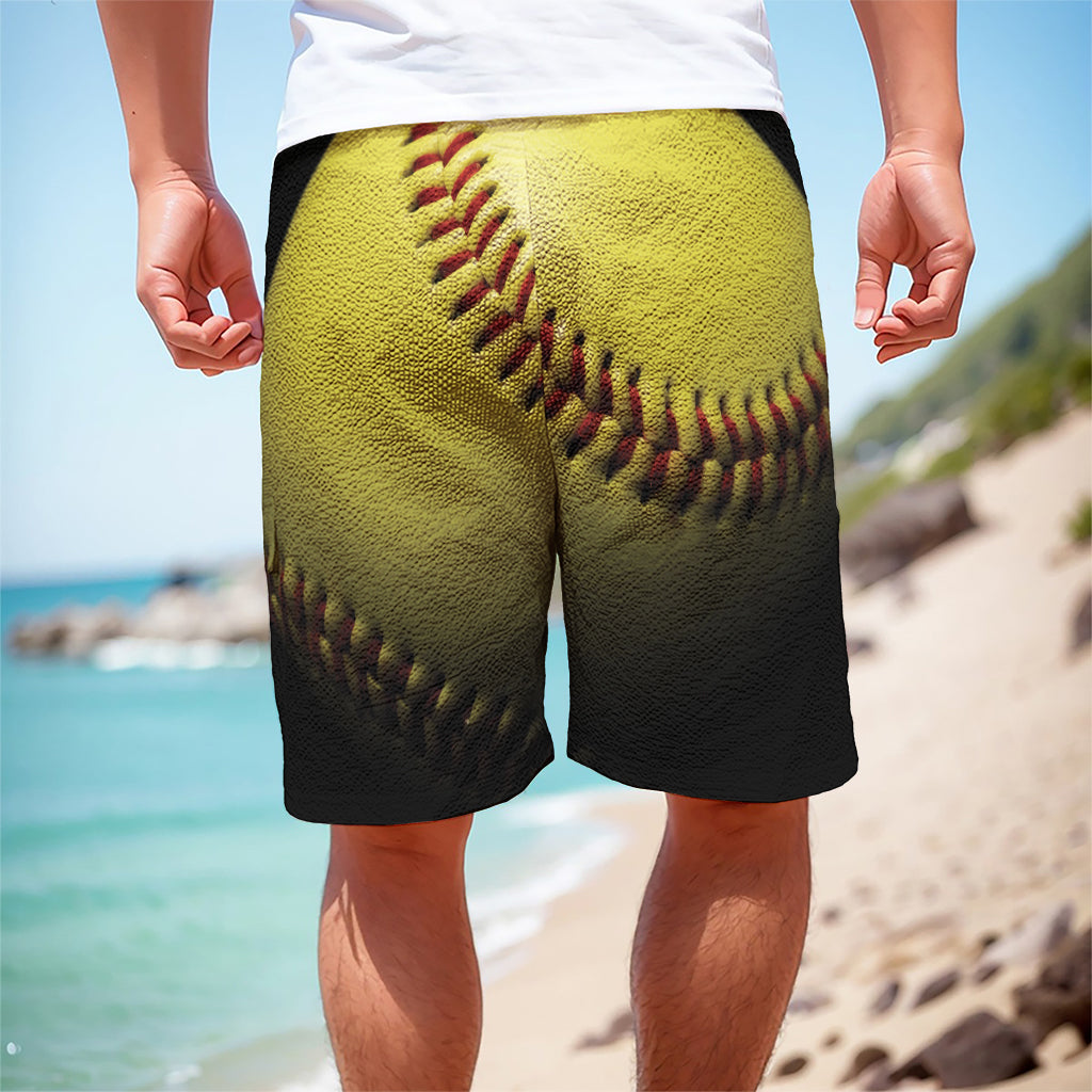 Yellow Softball Ball Print Men's Cargo Shorts Yellow Softball Ball Print Men's Cargo Shorts