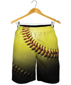 Yellow Softball Ball Print Men's Shorts