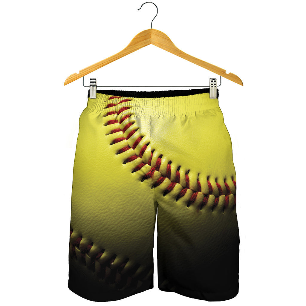 Yellow Softball Ball Print Men's Shorts Yellow Softball Ball Print Men's Shorts