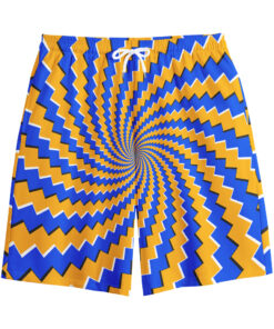 Yellow Spiral Moving Optical Illusion Cotton Shorts