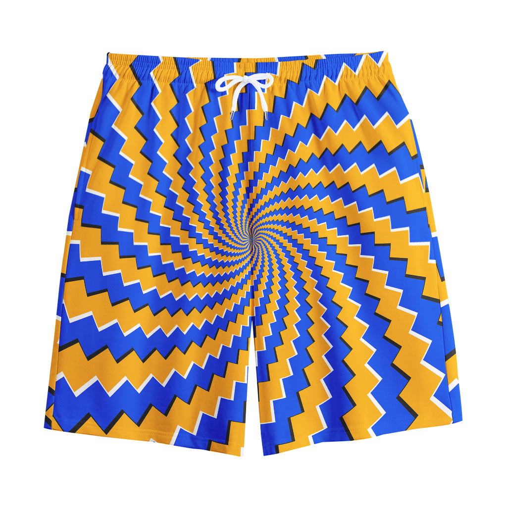Yellow Spiral Moving Optical Illusion Cotton Shorts Yellow Spiral Moving Optical Illusion Cotton Shorts