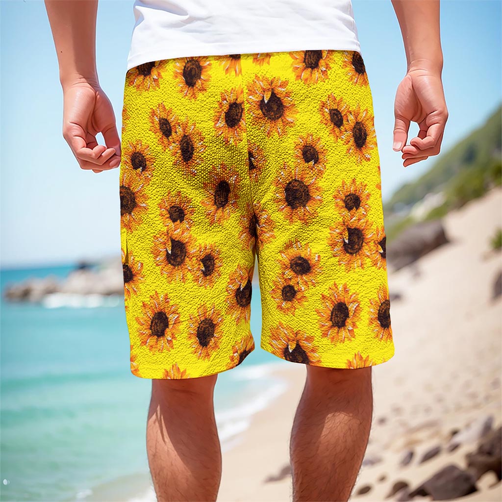 Yellow Sunflower Pattern Print Men's Cargo Shorts Yellow Sunflower Pattern Print Men's Cargo Shorts
