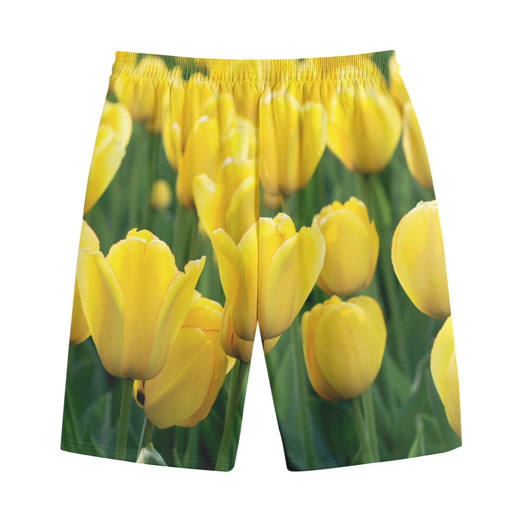 Yellow Tulip Print Cotton Shorts Yellow Tulip Print Cotton Shorts