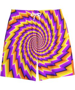 Yellow Twisted Moving Optical Illusion Cotton Shorts