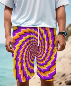 Yellow Twisted Moving Optical Illusion Men's Cargo Shorts