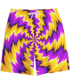 Yellow Vortex Moving Optical Illusion Cotton Shorts