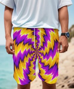Yellow Vortex Moving Optical Illusion Men's Cargo Shorts