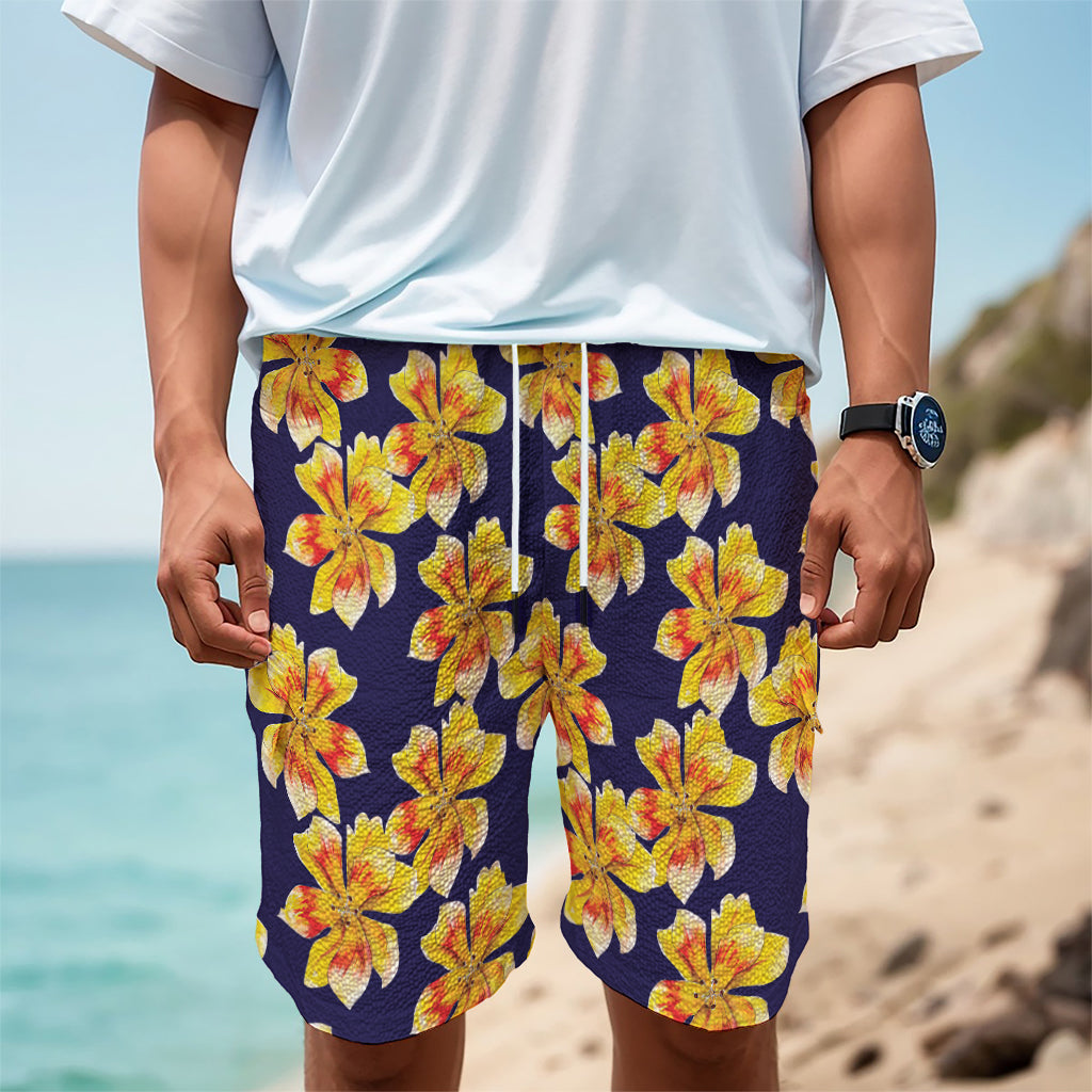 Yellow Watercolor Lily Pattern Print Men's Cargo Shorts Yellow Watercolor Lily Pattern Print Men's Cargo Shorts