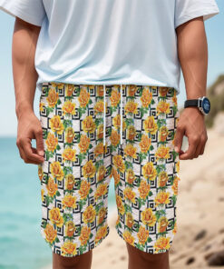 Yellow Watercolor Rose Print Men's Cargo Shorts