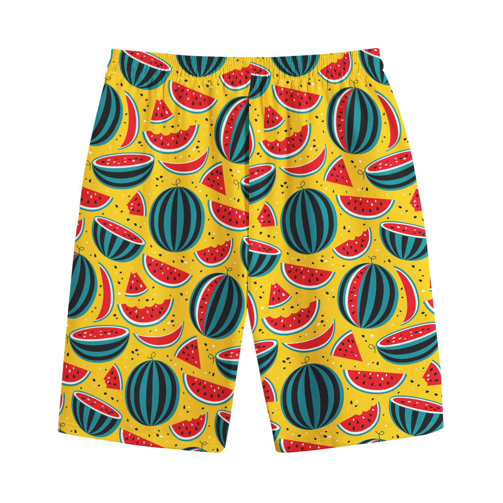 Yellow Watermelon Pieces Pattern Print Cotton Shorts Yellow Watermelon Pieces Pattern Print Cotton Shorts