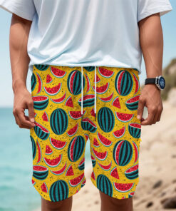 Yellow Watermelon Pieces Pattern Print Men's Cargo Shorts