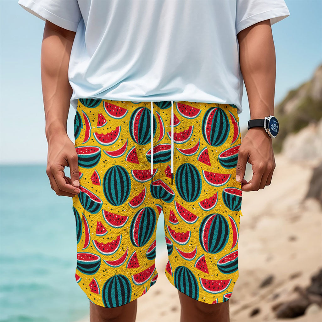 Yellow Watermelon Pieces Pattern Print Men's Cargo Shorts Yellow Watermelon Pieces Pattern Print Men's Cargo Shorts