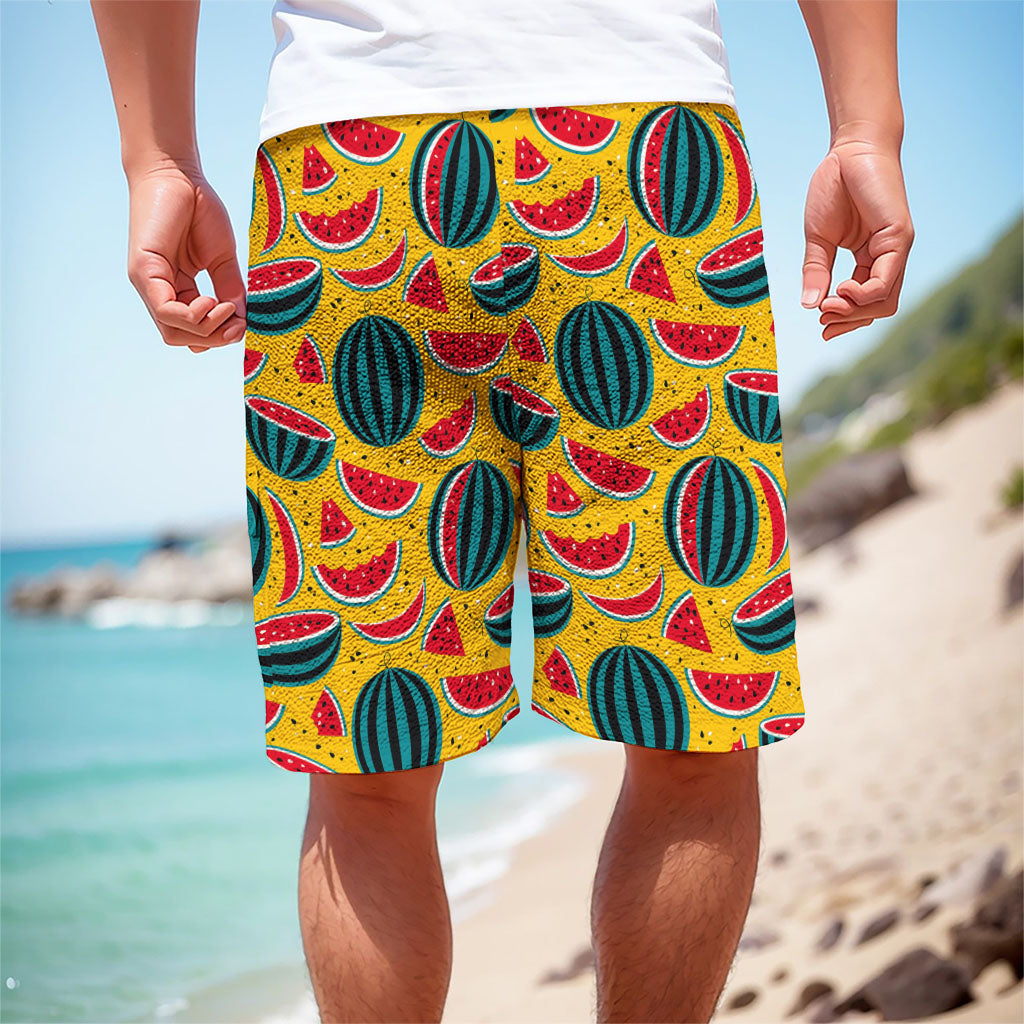 Yellow Watermelon Pieces Pattern Print Men's Cargo Shorts Yellow Watermelon Pieces Pattern Print Men's Cargo Shorts