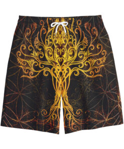 Yggdrasil Tree Of Life Print Cotton Shorts