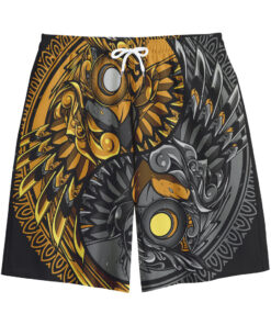 Yin Yang Owl Print Cotton Shorts
