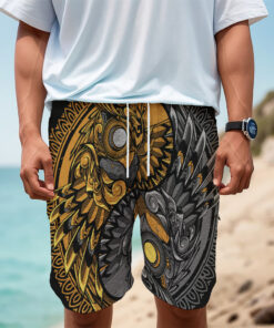 Yin Yang Owl Print Men's Cargo Shorts