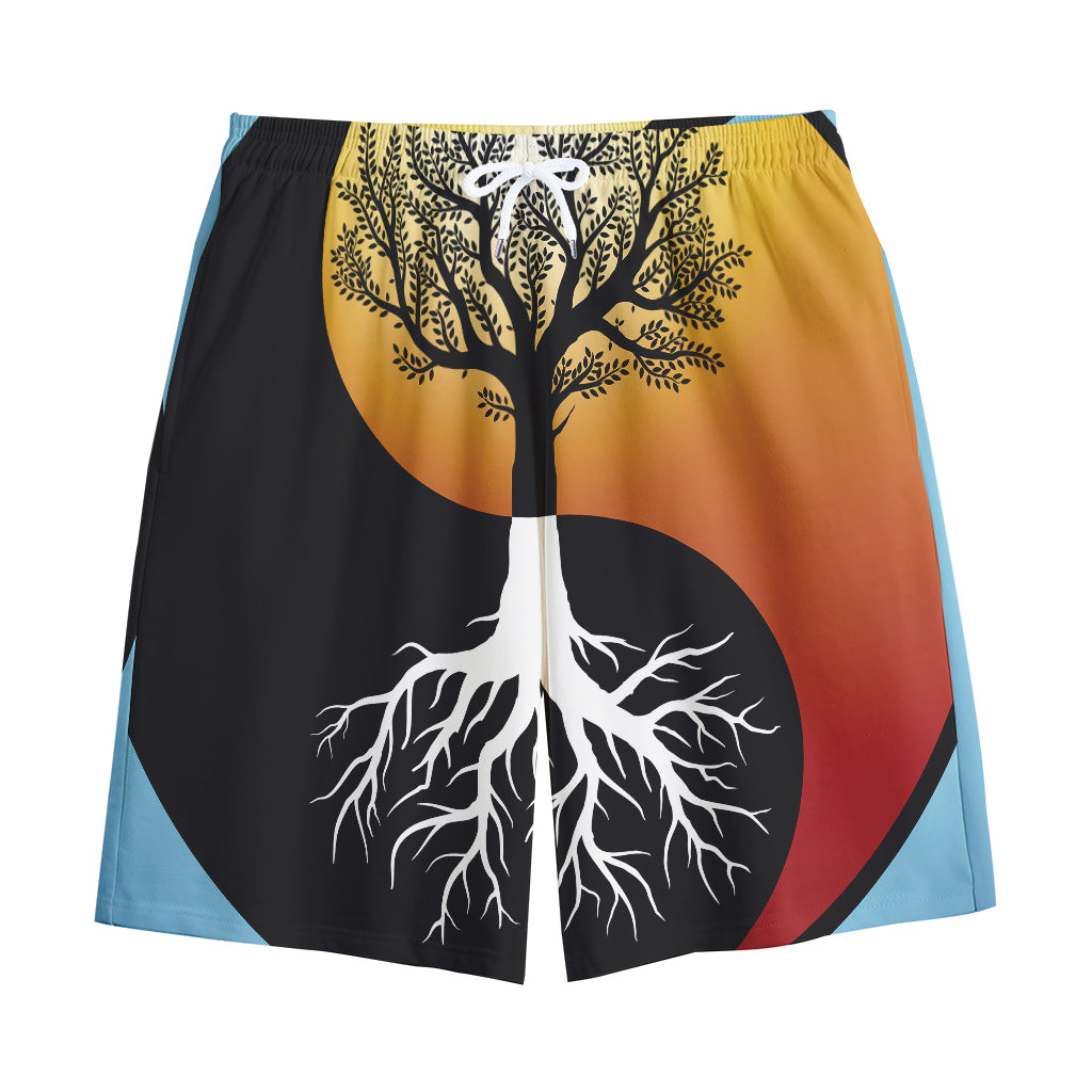 Yin Yang Tree Of Life Print Cotton Shorts Yin Yang Tree Of Life Print Cotton Shorts