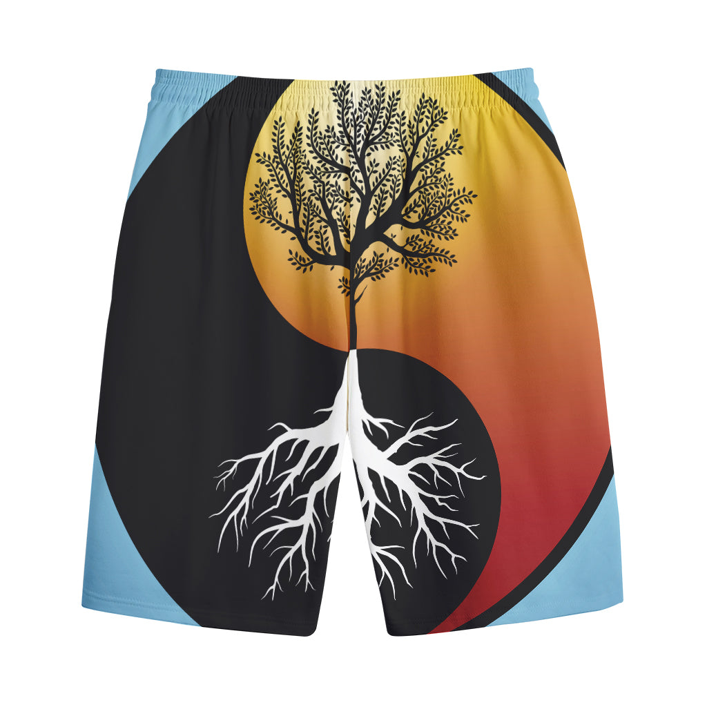 Yin Yang Tree Of Life Print Cotton Shorts Yin Yang Tree Of Life Print Cotton Shorts
