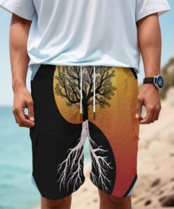 Yin Yang Tree Of Life Print Men's Cargo Shorts