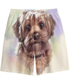 Yorkshire Terrier Portrait Print Cotton Shorts