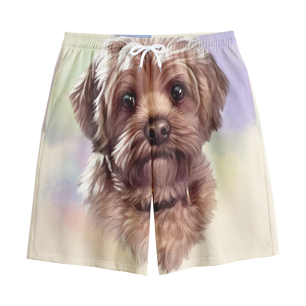 Yorkshire Terrier Portrait Print Cotton Shorts Yorkshire Terrier Portrait Print Cotton Shorts