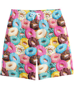 Yummy Donut Pattern Print Cotton Shorts