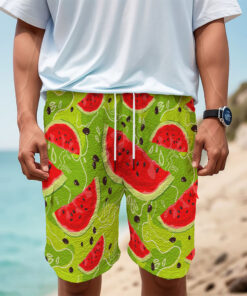 Yummy Watermelon Pieces Pattern Print Men's Cargo Shorts