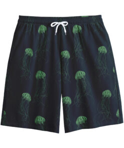 Zentangle Jellyfish Pattern Print Cotton Shorts