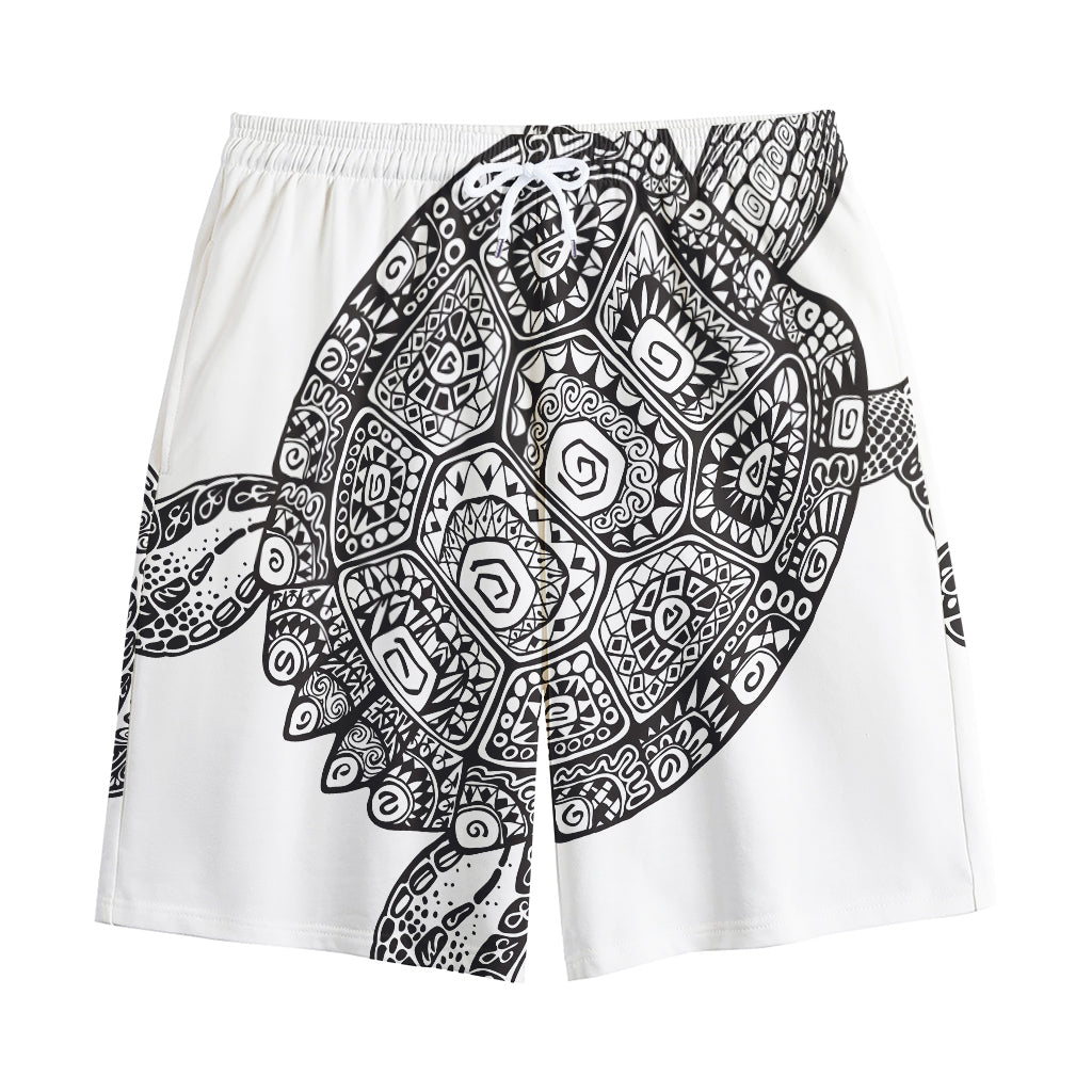 Zentangle Sea Turtle Print Cotton Shorts Zentangle Sea Turtle Print Cotton Shorts