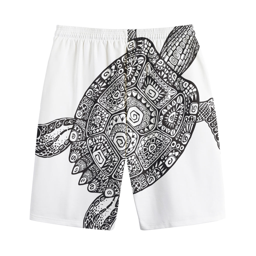 Zentangle Sea Turtle Print Cotton Shorts Zentangle Sea Turtle Print Cotton Shorts