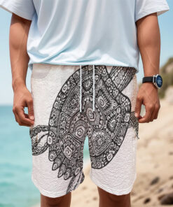 Zentangle Sea Turtle Print Men's Cargo Shorts