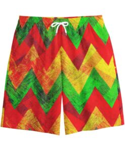 Zig Zag Reggae Pattern Print Cotton Shorts