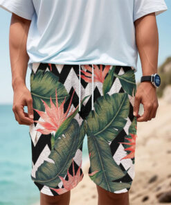 Zig Zag Tropical Pattern Print Men's Cargo Shorts