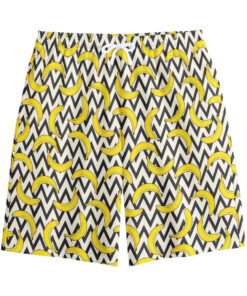 Zigzag Banana Pattern Print Cotton Shorts