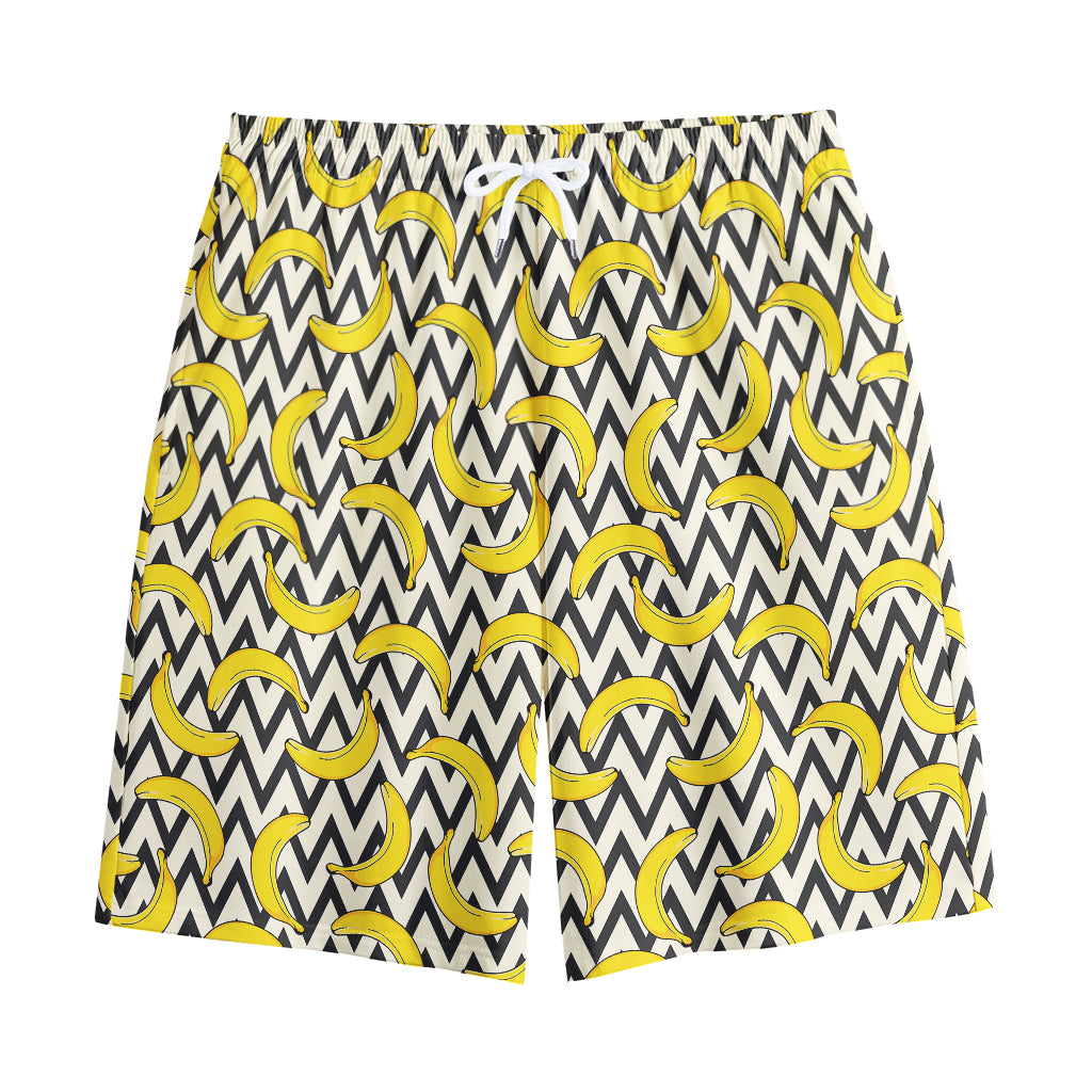 Zigzag Banana Pattern Print Cotton Shorts Zigzag Banana Pattern Print Cotton Shorts