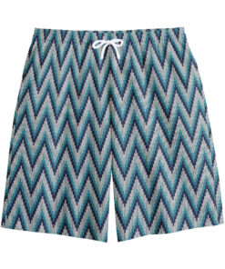 Zigzag Knitted Pattern Print Cotton Shorts